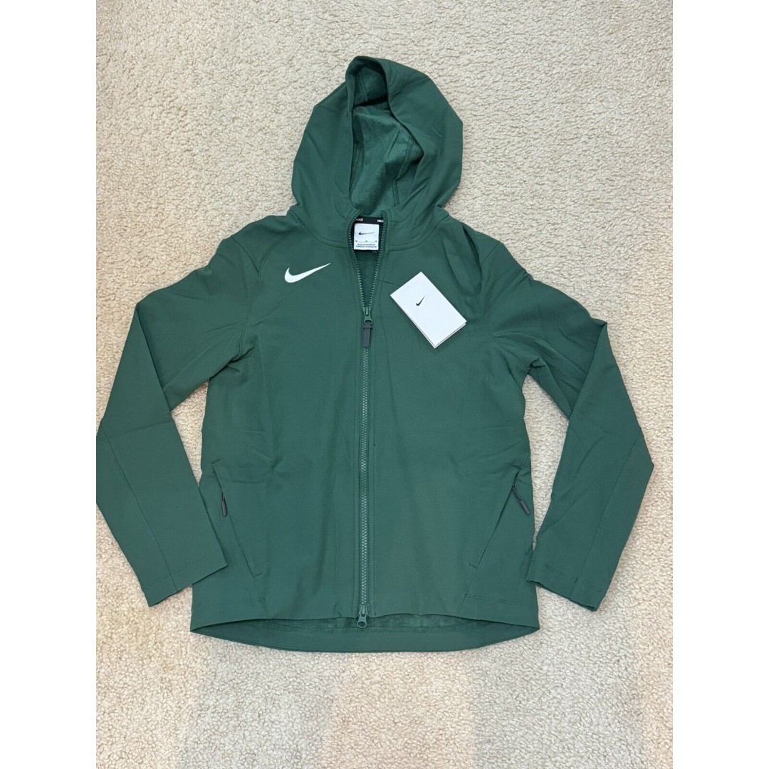 NWT NIKE KIDS' STOCK THERMA-FIT LS PRE-GAME FULL ZIP HOODIE GREEN BOYS SZ M