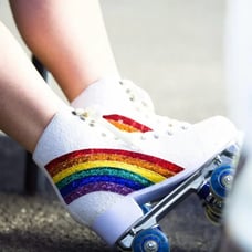 Adult rainbow rollerskates size 8