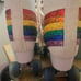 Adult rainbow rollerskates size 8