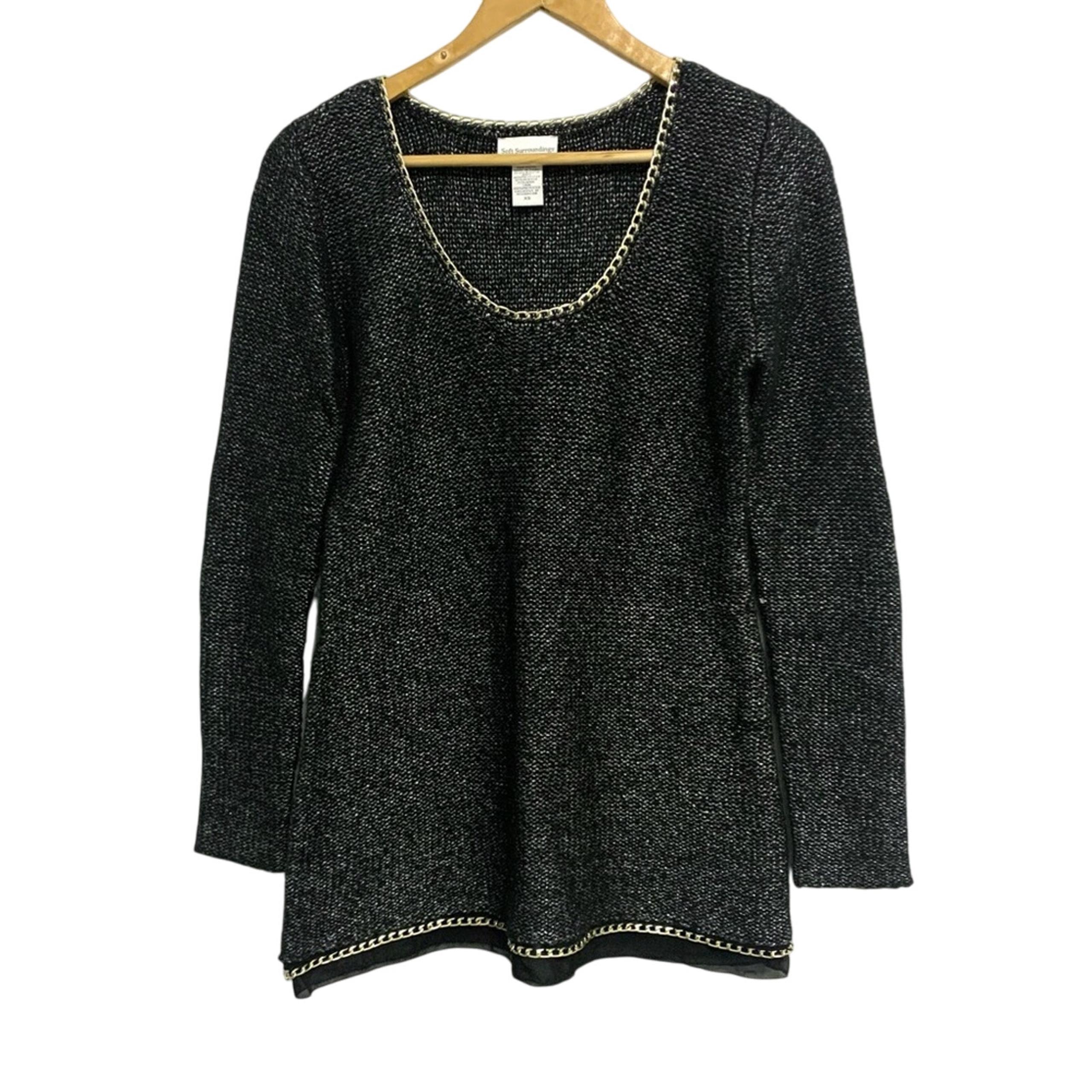 Soft Surroundings Dark Gray Knit Long Sleeve Tunic Sweater