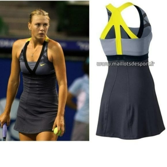 Nwt NIKE Maria Sharapova Tennis Dress w/ Bra Skirt Gray black L Large