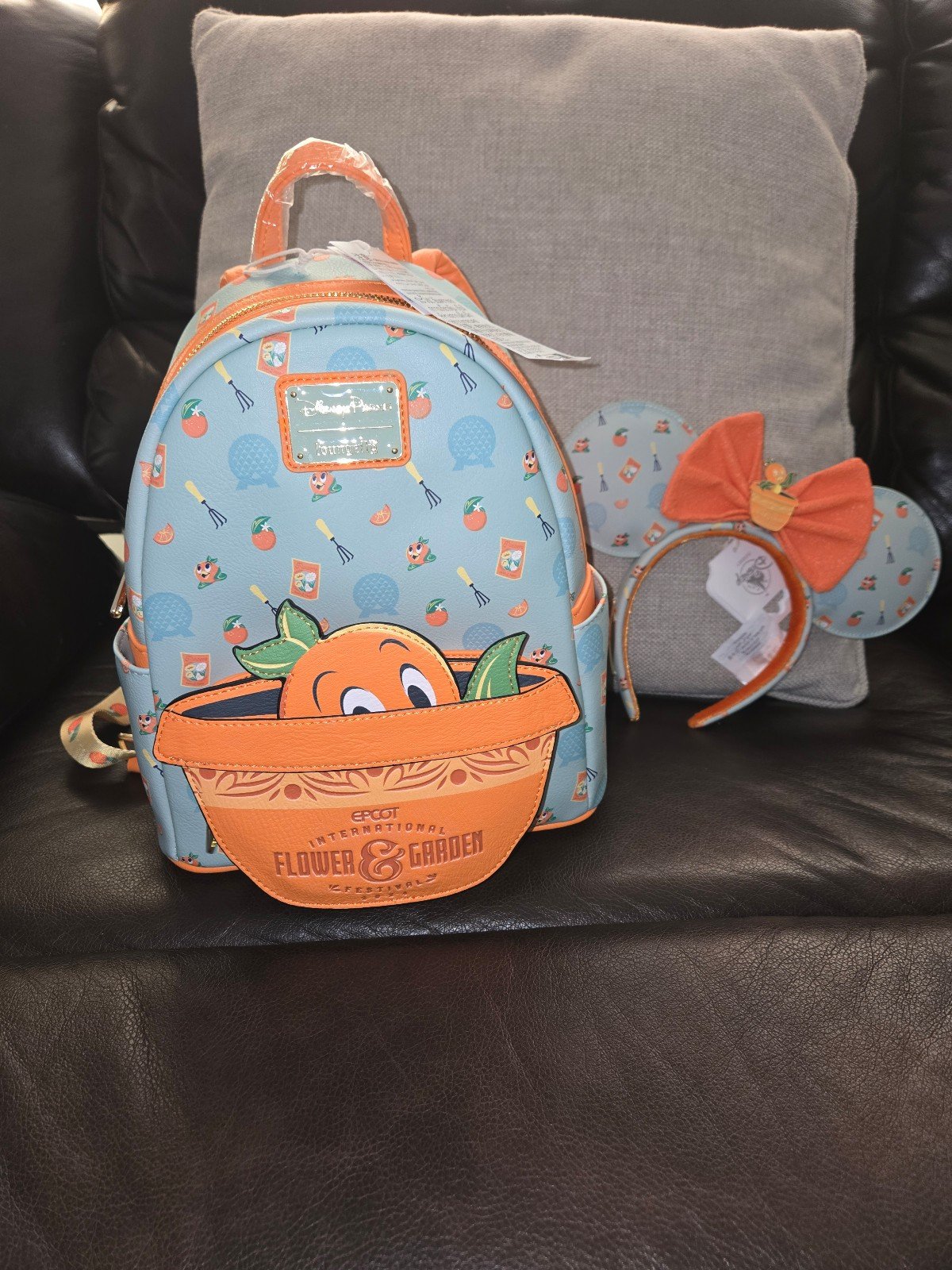 NEW Disney Orange Bird Loungefly Mini Backpack & Ears Flower and Garden 2024