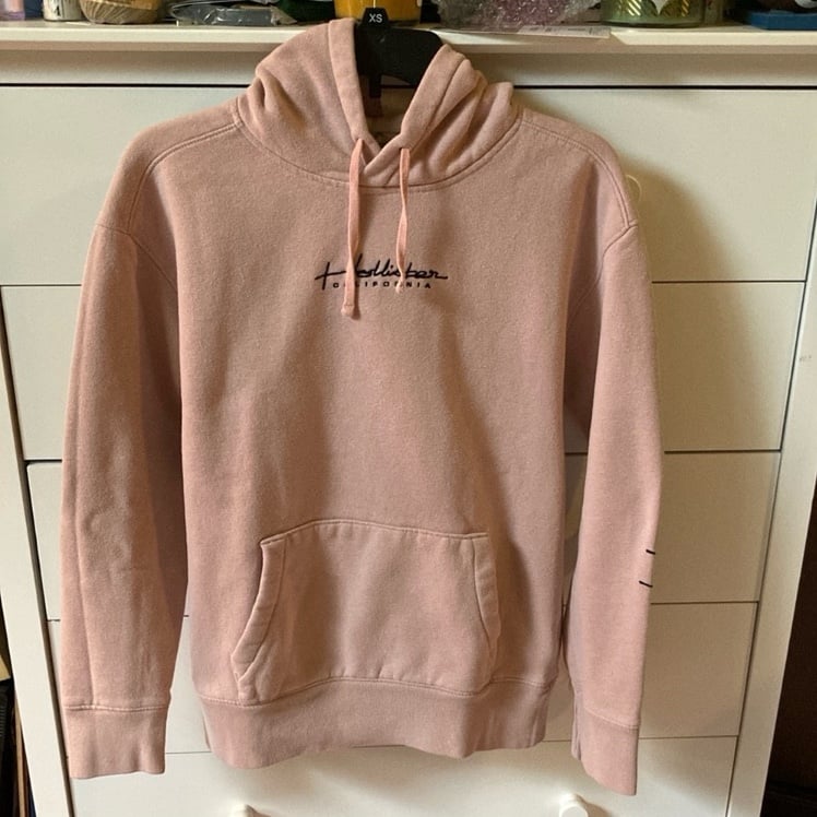 HOLLISTER MENS SIZE SMALL MUST HAVE PINK LOGO HOODIE