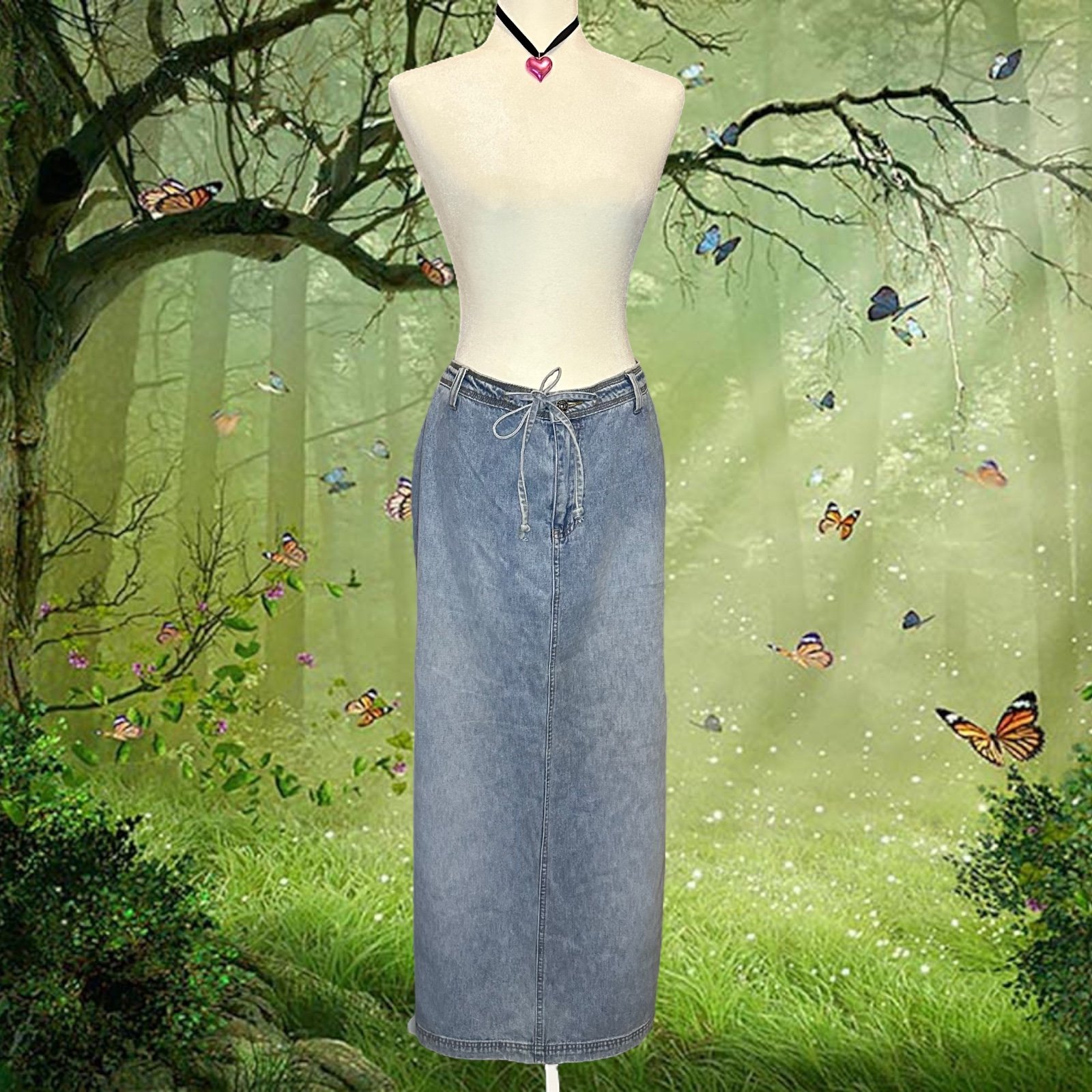 Vintage Y2K Zana Di Cargo Maxi Denim Skirt