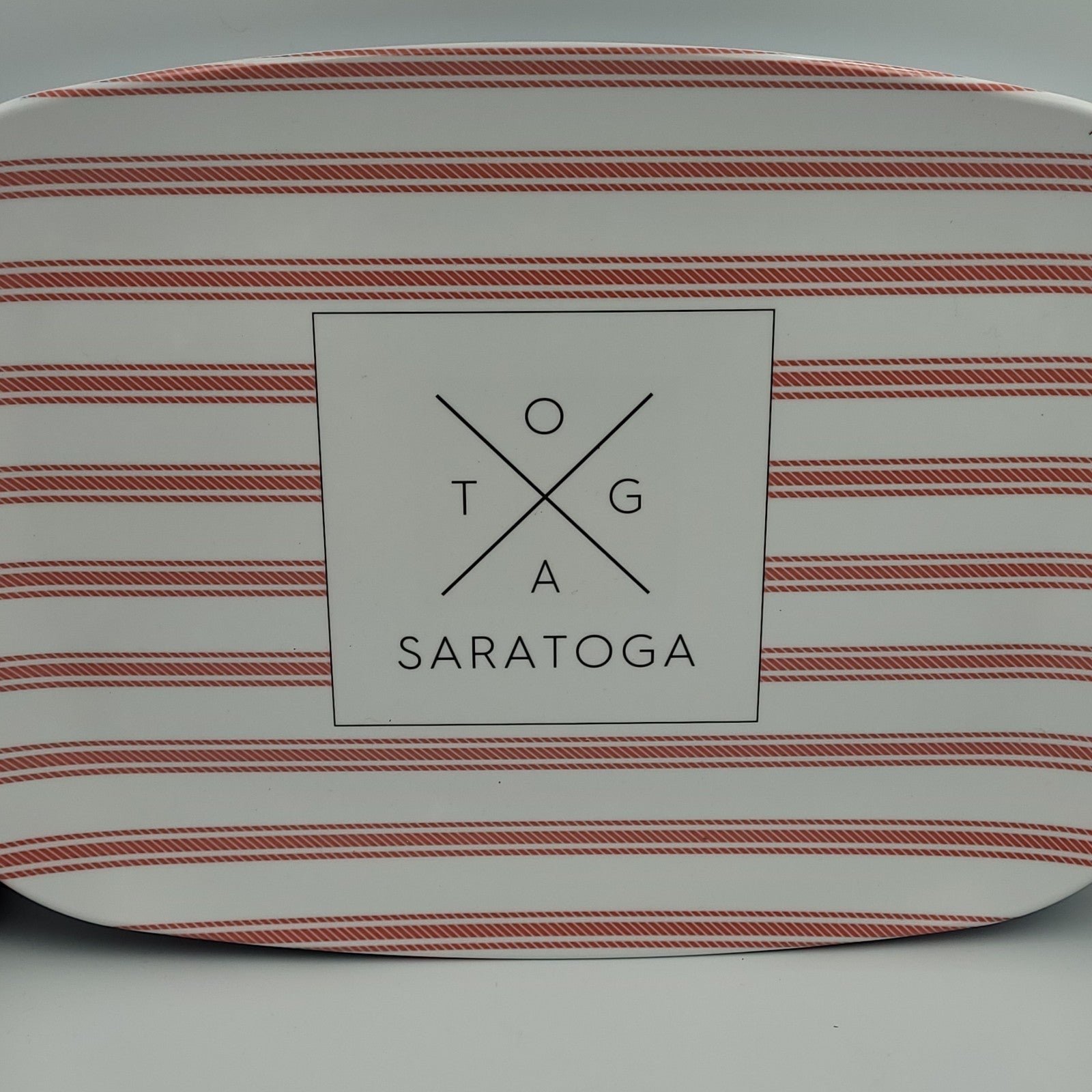 SARATOGA Platter Made With Love Near Mint Condition Red Striped