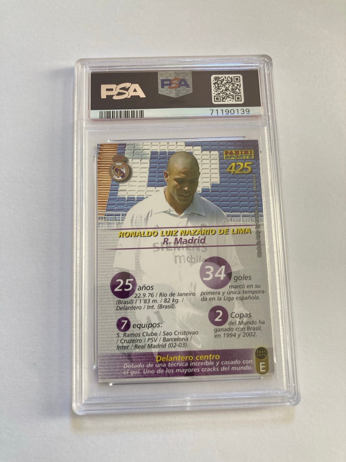 2002 Panini Ronaldo Megafichas Mega Cracks PSA 8 Single Cards