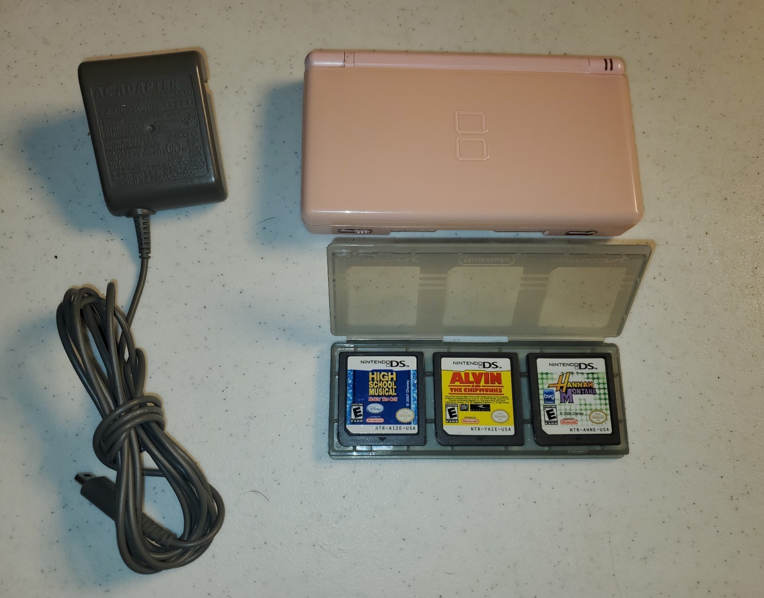 Gameboy DS Lite Pink Charger And Game Bundle