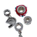 Lot of 4 Charms: Pandora Palm Tree, Chamilia Swarovski Clip, Red Glass, Mother