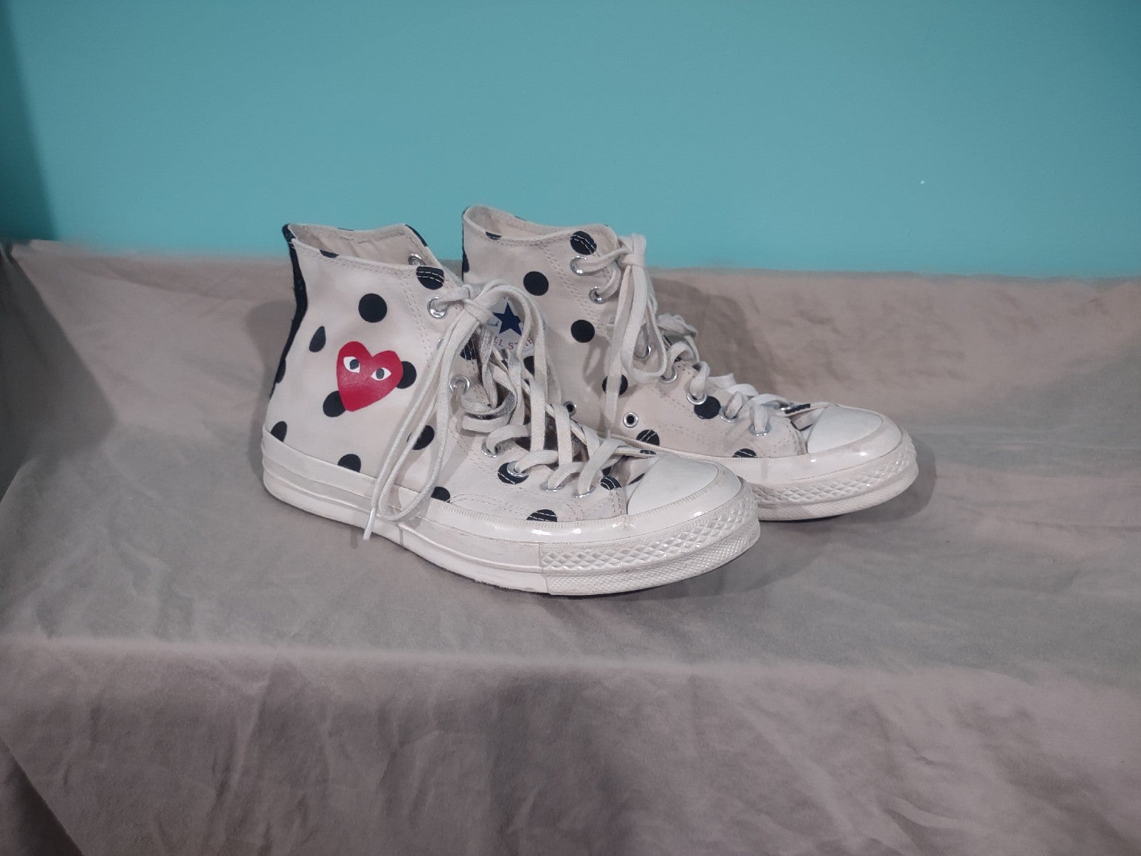 Size 7 - Converse Chuck Taylor All Star 70 High Comme des Garcons White Polka