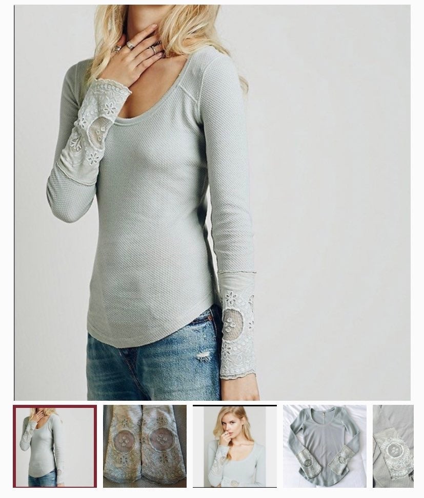 Free People Lovely Lady thermal lace cuff
