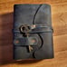 New Vintage Leather Journal 200 Handmade Deckle Edge Pages, Key Closure - Blue