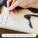 New Vintage Leather Journal 200 Handmade Deckle Edge Pages, Key Closure - Blue