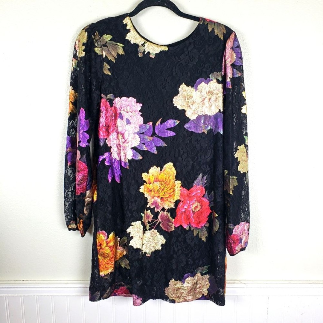 Women's Anthropologie The Odells Maya Black Lace Flower Floral Mini Dress SZ Sm