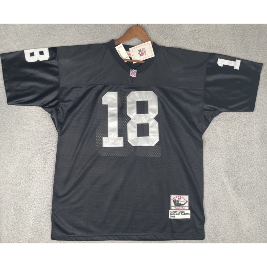 Mitchell & Ness Authentic Jersey Randy Moss #18 Raiders 2005 Mens 52 XL Black