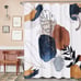 Mid Century Boho Shower Curtain Modern Shower Curtain Gold Shower Curtain, 72x72