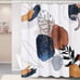 Mid Century Boho Shower Curtain Modern Shower Curtain Gold Shower Curtain, 72x72