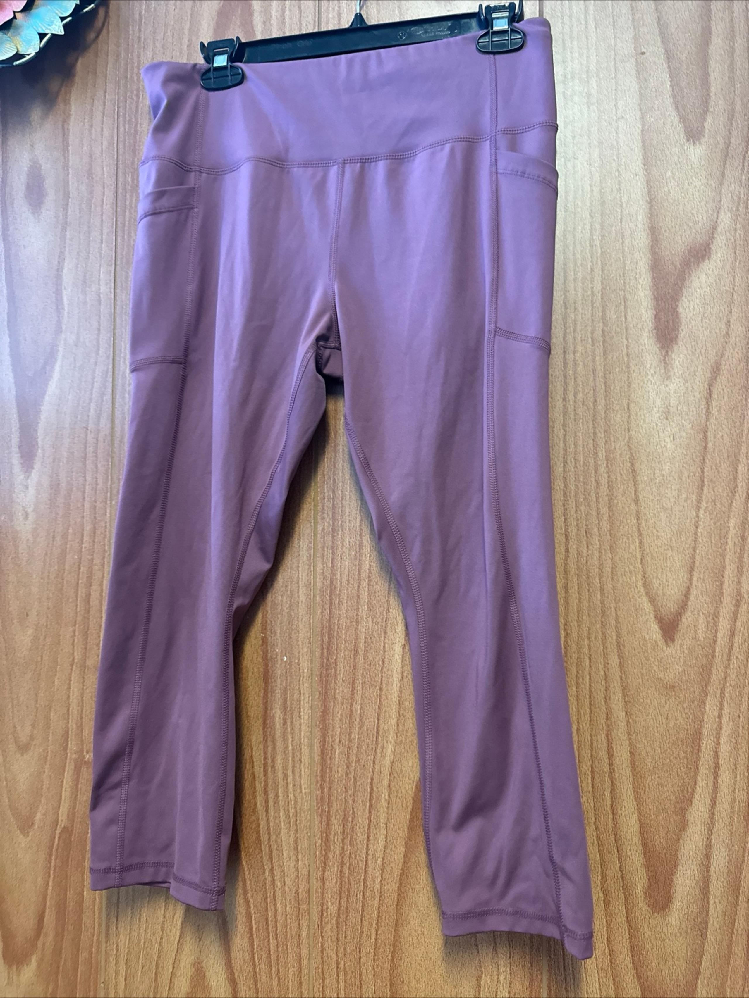 Avia Pink Purple Crop Leggings L Large 12-14 Gym Athletic Wear