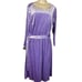Torrid 0 Lilac Purple Dot Accent Velvet Boatneck Tie Belt Long Sleeve Midi Dress