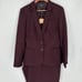 New JOHN MEYER 2PC Burgundy Plaid Polyester Lined Sz 8 Skirt Suit S6