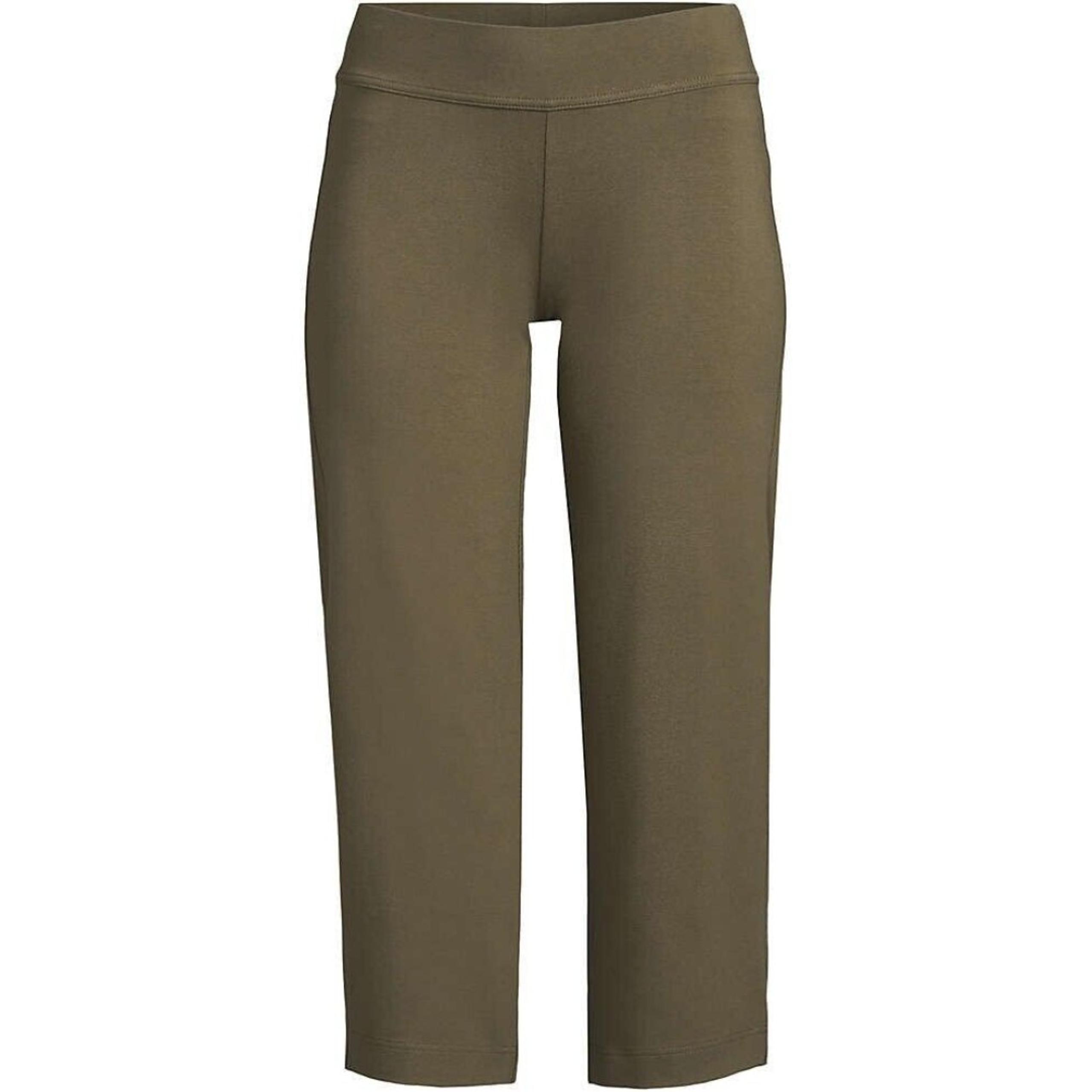 Lands End Womens Shore Stretch Knit Cotton Blend Capri Pants Green 23" Inseam, S