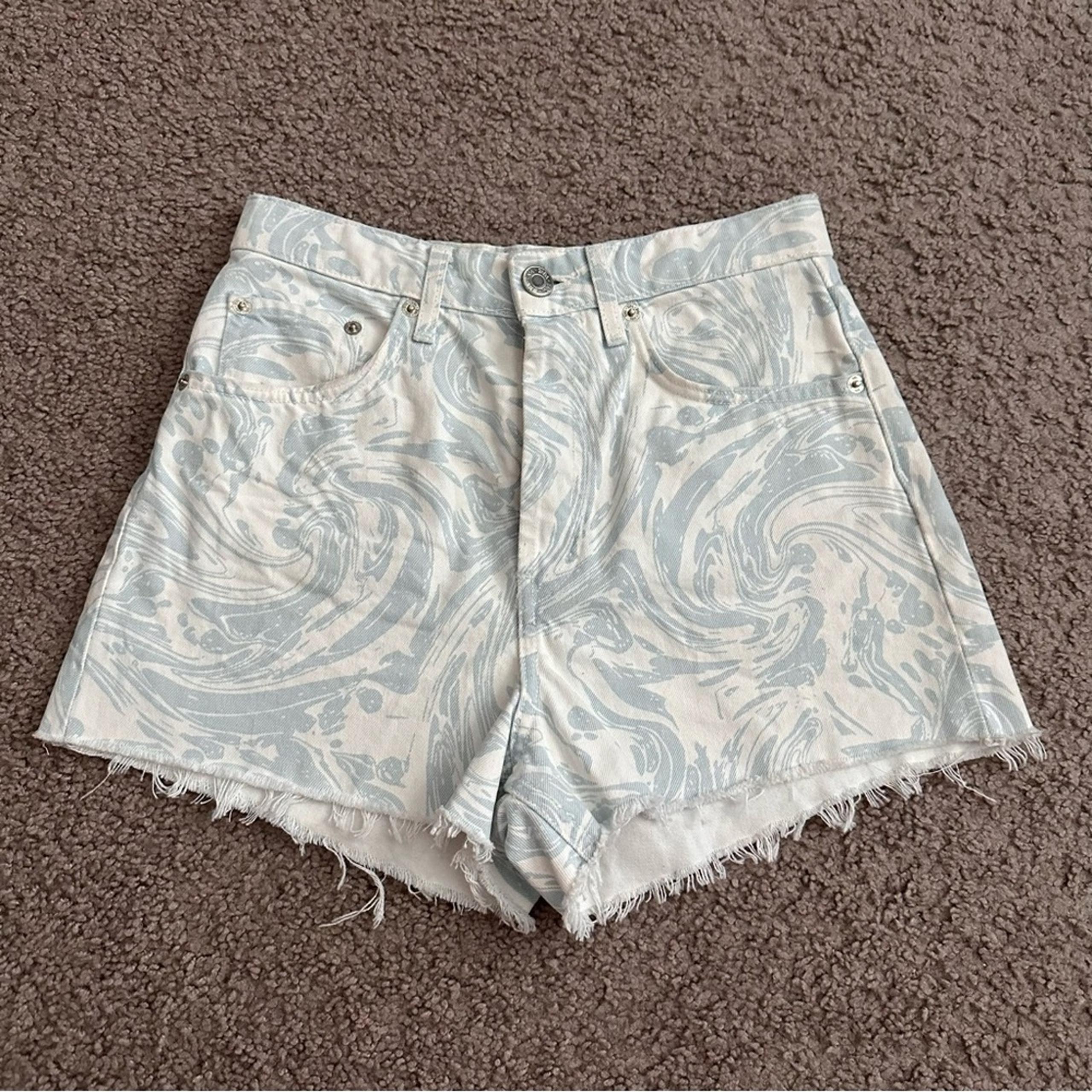 Zara Swirl High Waist Denim Short Womens 4