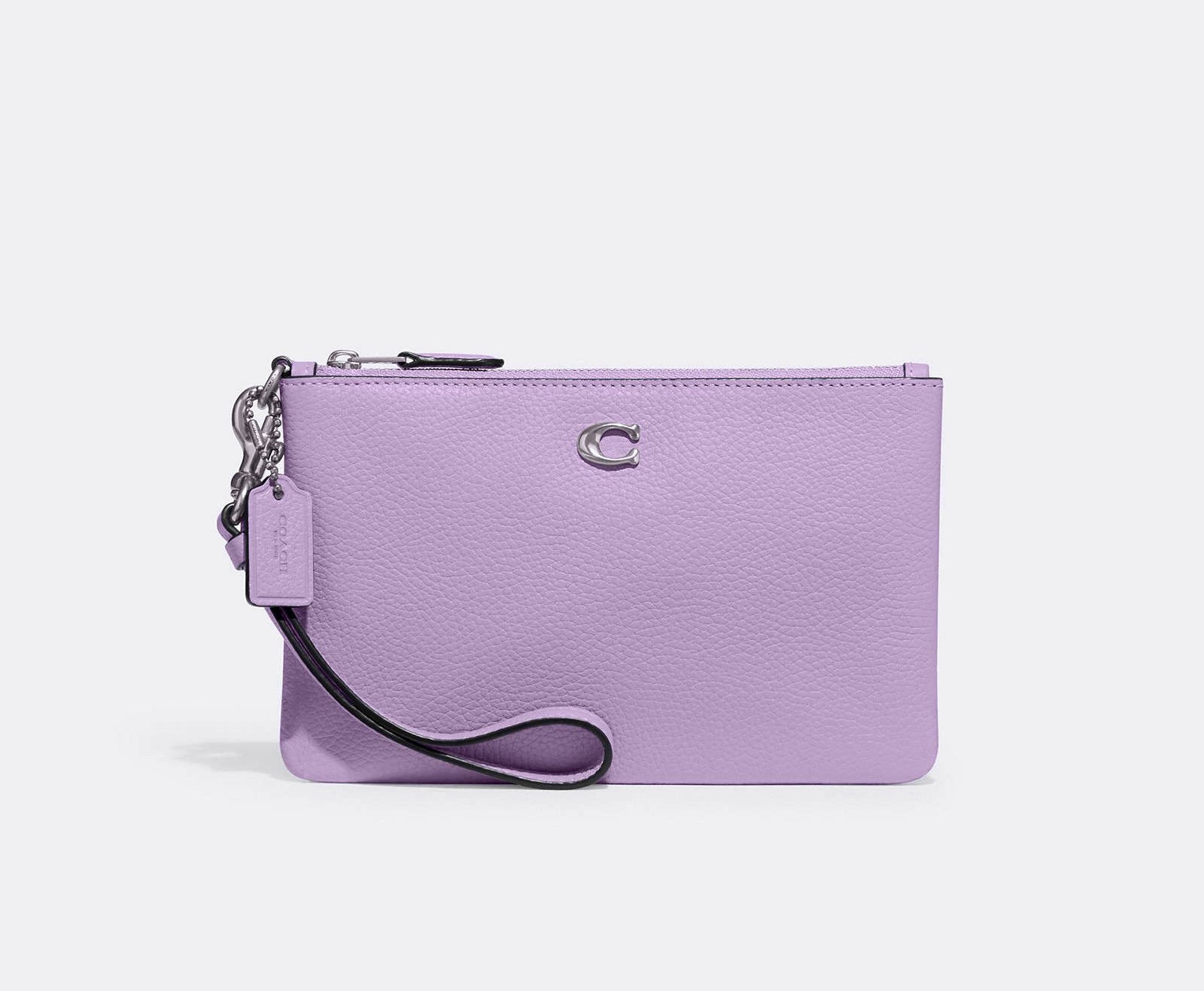 Coach Pebble Leather Wristlet in Soft Purple