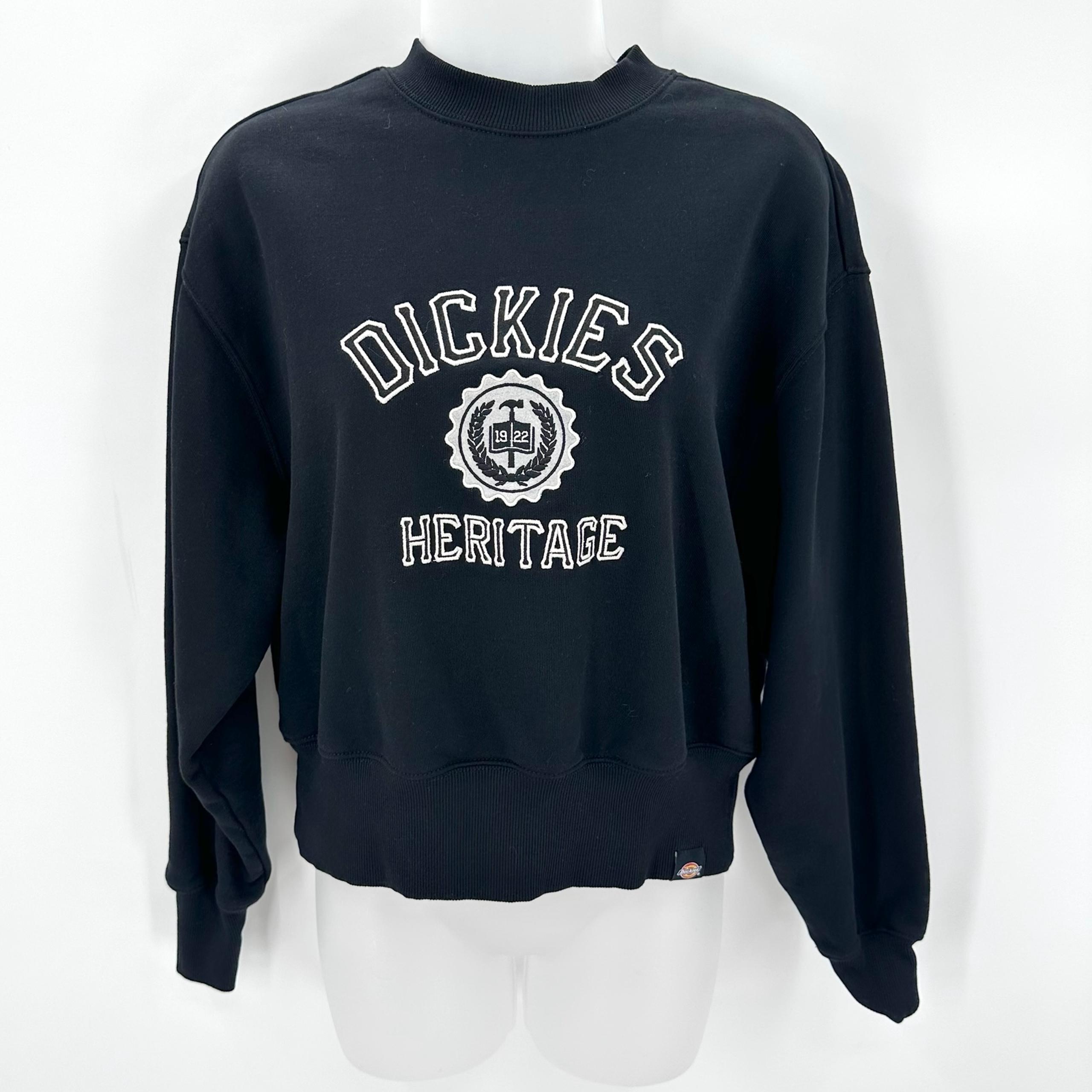 Dickies Oxford Crest Embroidered Fleece Sweatshirt Heritage M Womens Black READ
