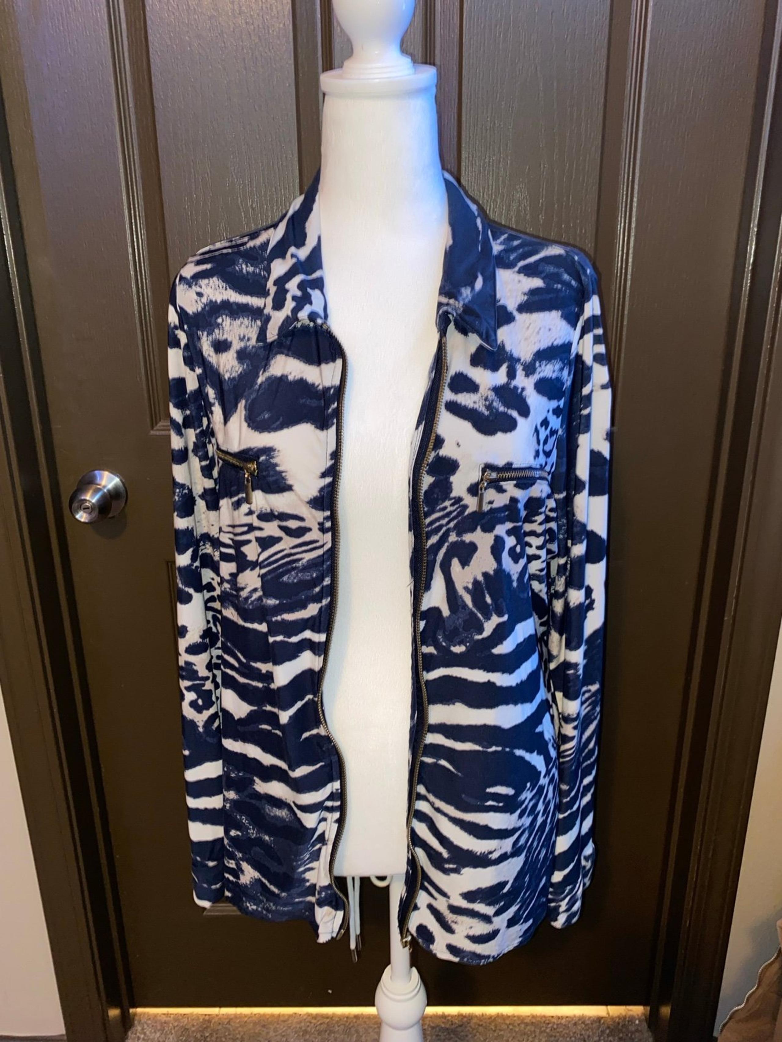 women's long sleeve animal print zippered shirt - INC International Concepts