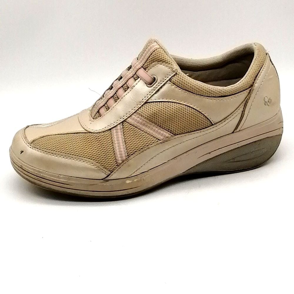 SAS Womens Sneakers Get Fit Beige Slip On Walking Shoe Round Toe Wedge Heel 10