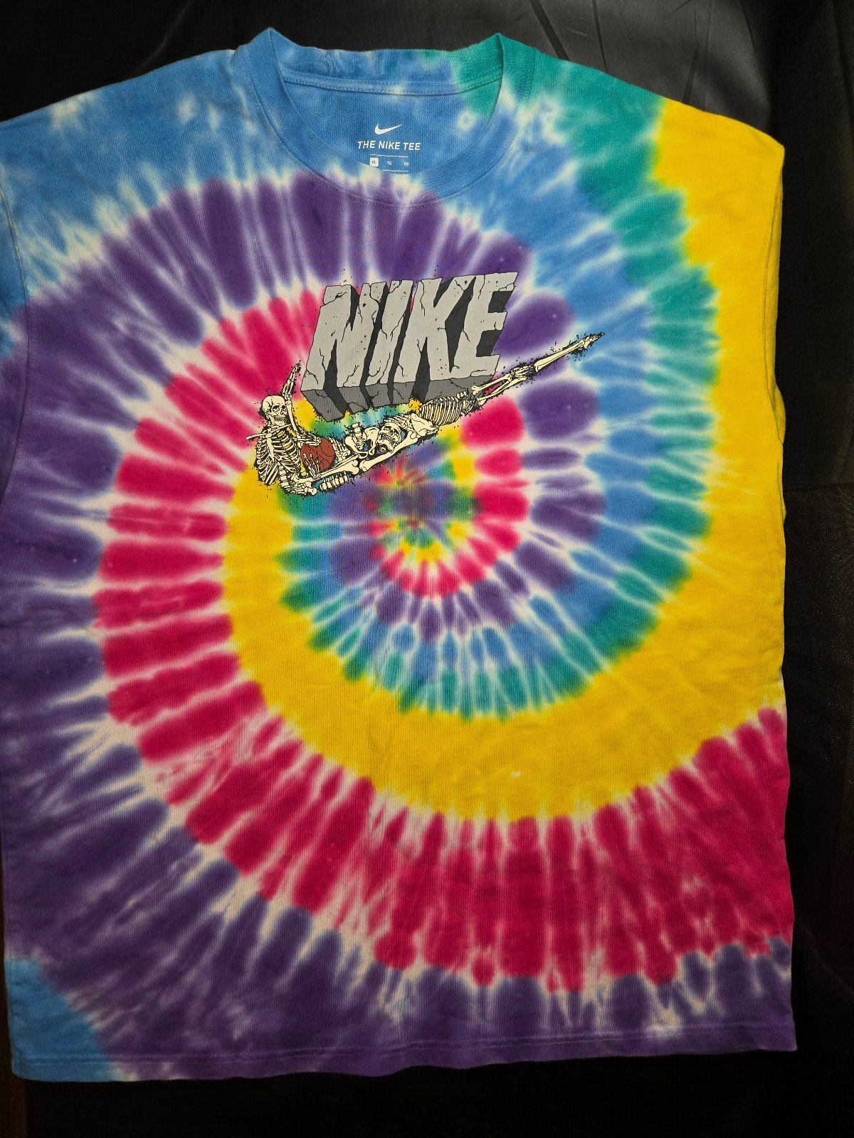 Nike Tie Dye Skeleton Swoosh T-Shirt Exploration Series Basketball Tee Men's XL