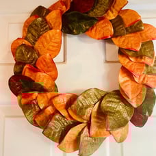 Fall Magnolia Leaves Wreath, 22”