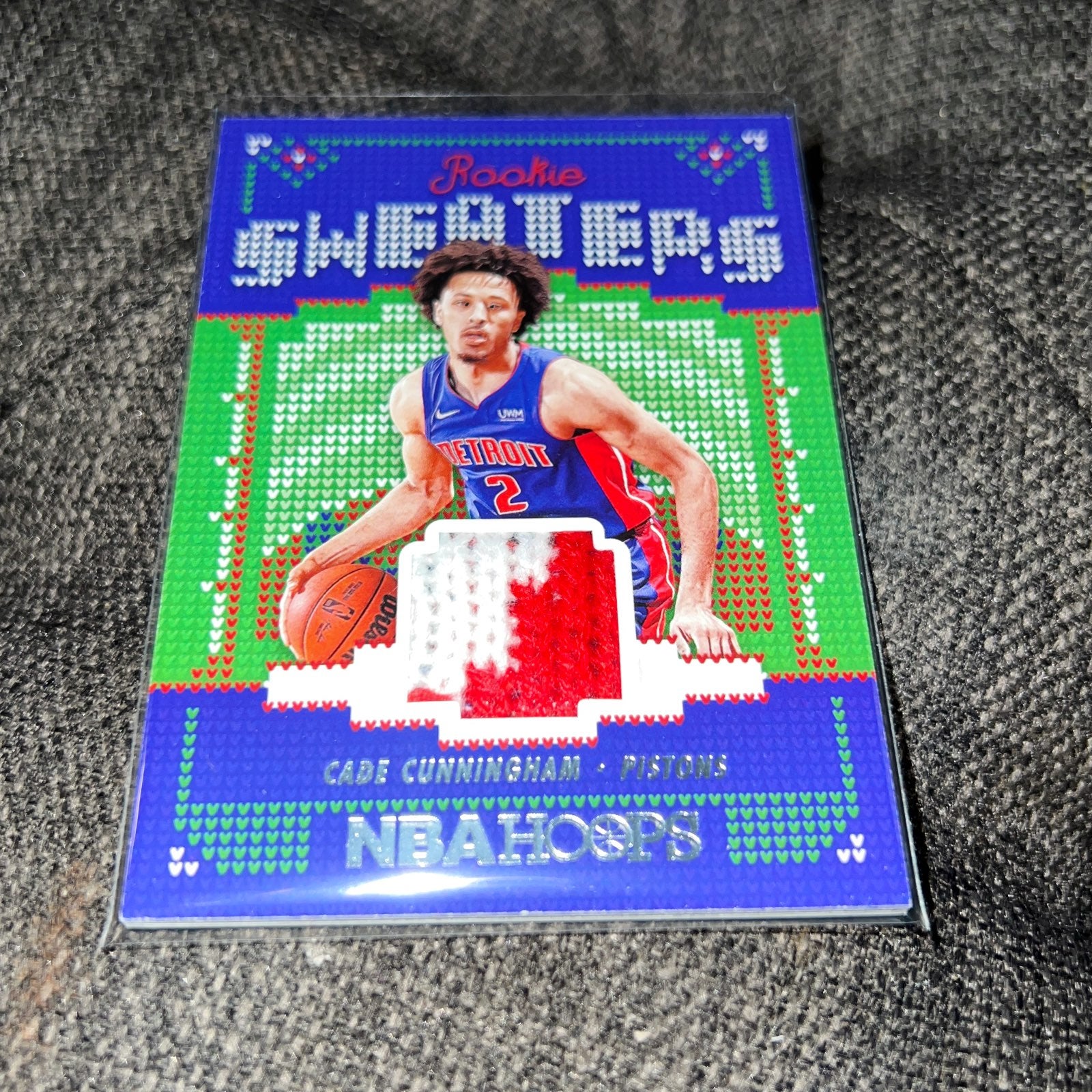 2021-22 NBA Hoops Holiday Cade Cunningham Rookie Sweaters Patch Pistons RC