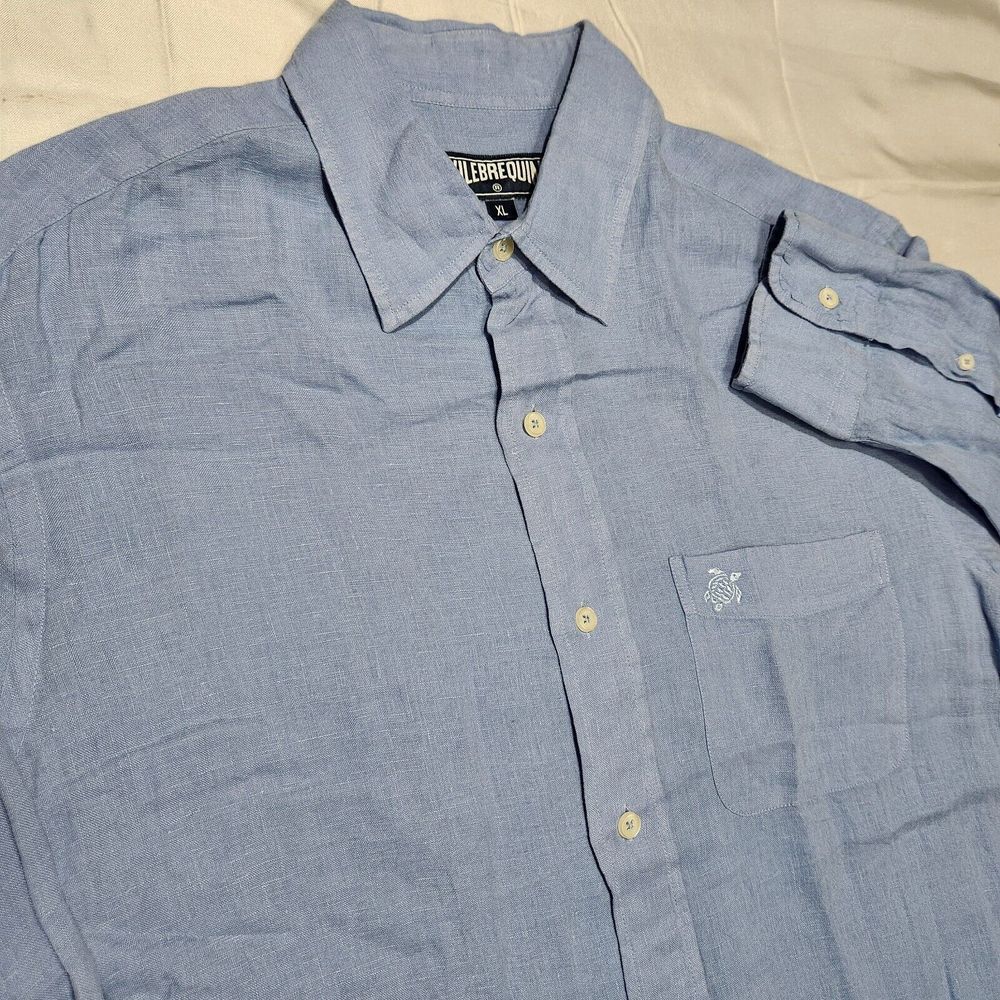 Vilebrequin Linen Shirt Men XL Caroubis Button Up Beach Quiet Luxury Wealth Gorp
