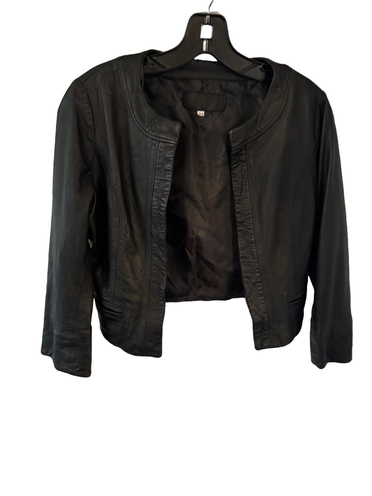 Vera Pelle women’s vintage Italian leather bolero style jacket black size EU 44