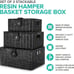 Woven Storage Basket Box Wicker Hamper Stackable Bin Set of 3 Black