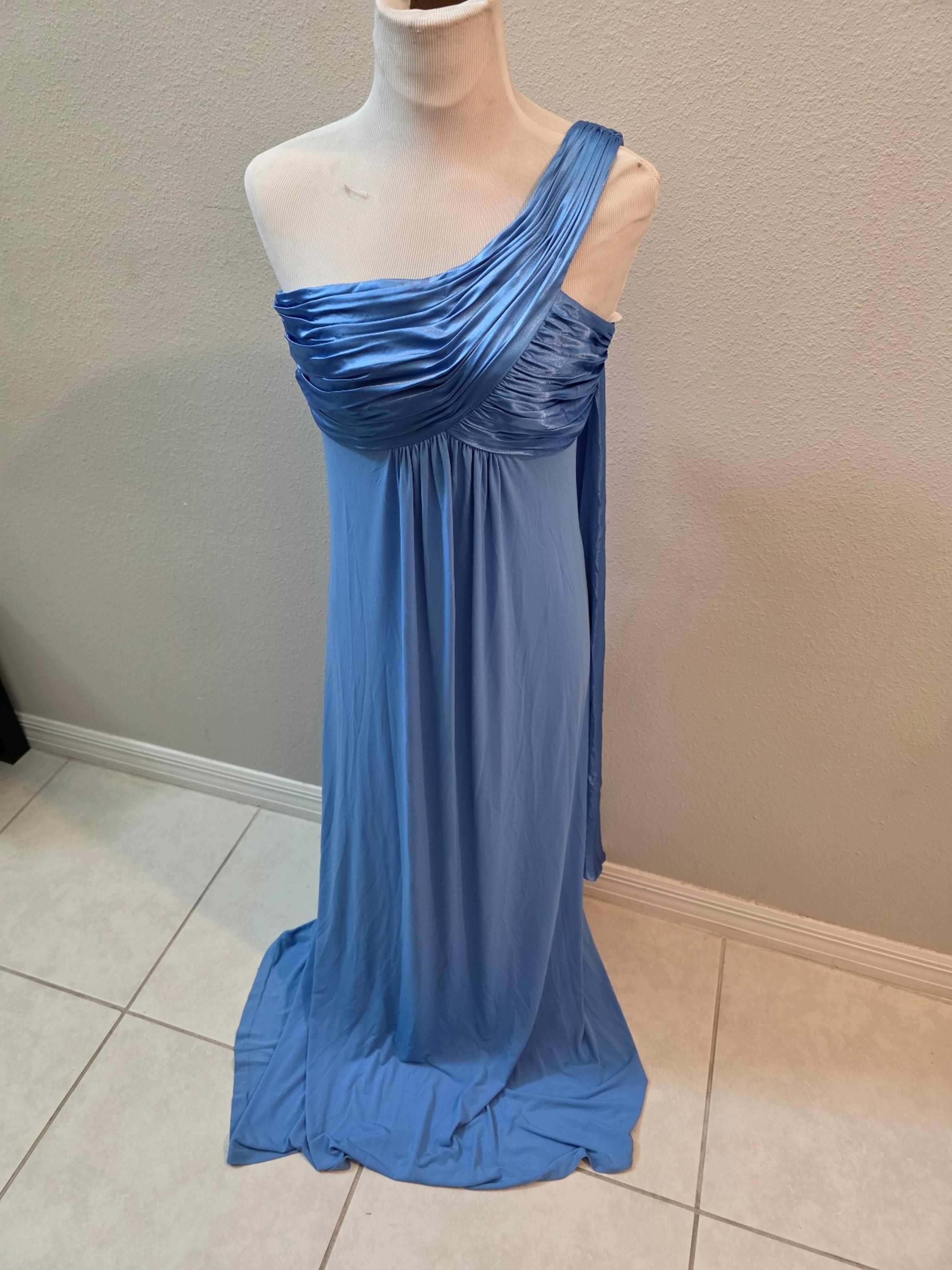 David's Bridal blue gown