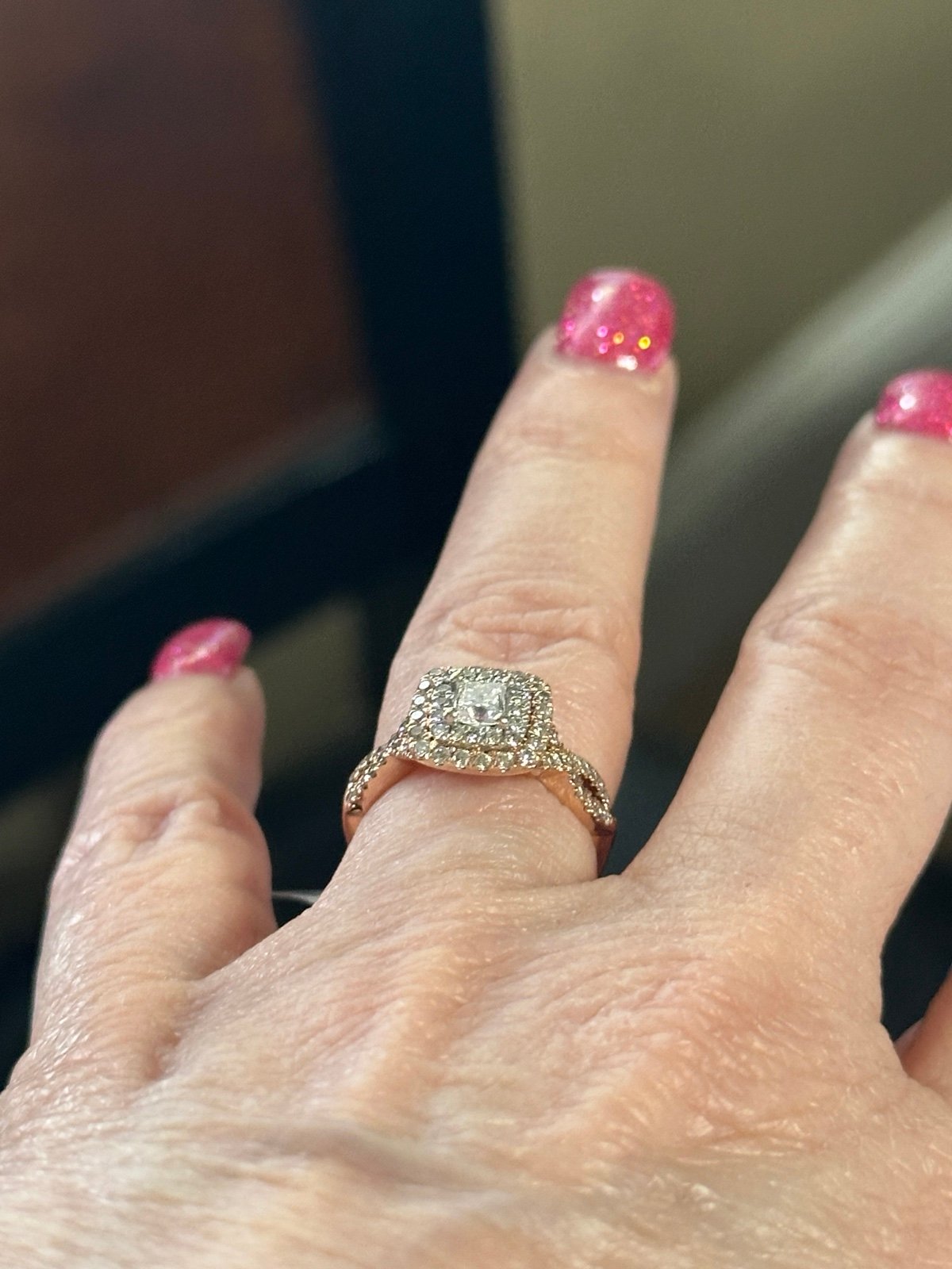 Rose gold, gorgeous diamond ring, wedding, engagement 14 K