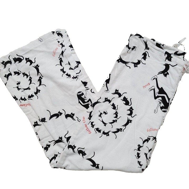 Vintage Emily the Strange Pajama Pants, White & Black, Small