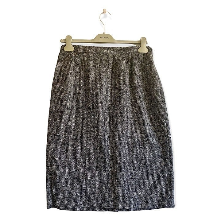 Prada Black and White Tweed Pencil Skirt, Size Italian 46/L