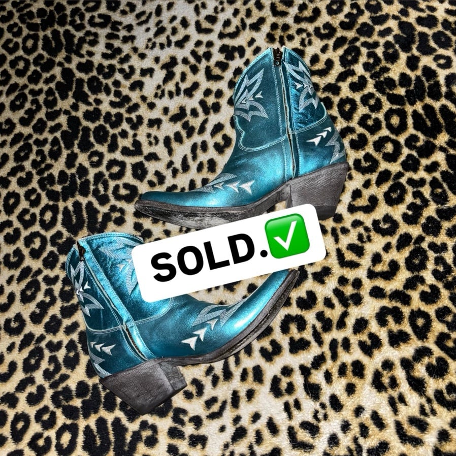 old gringo yippee ki yay metallic blue cowboy boots ! (SOLD)