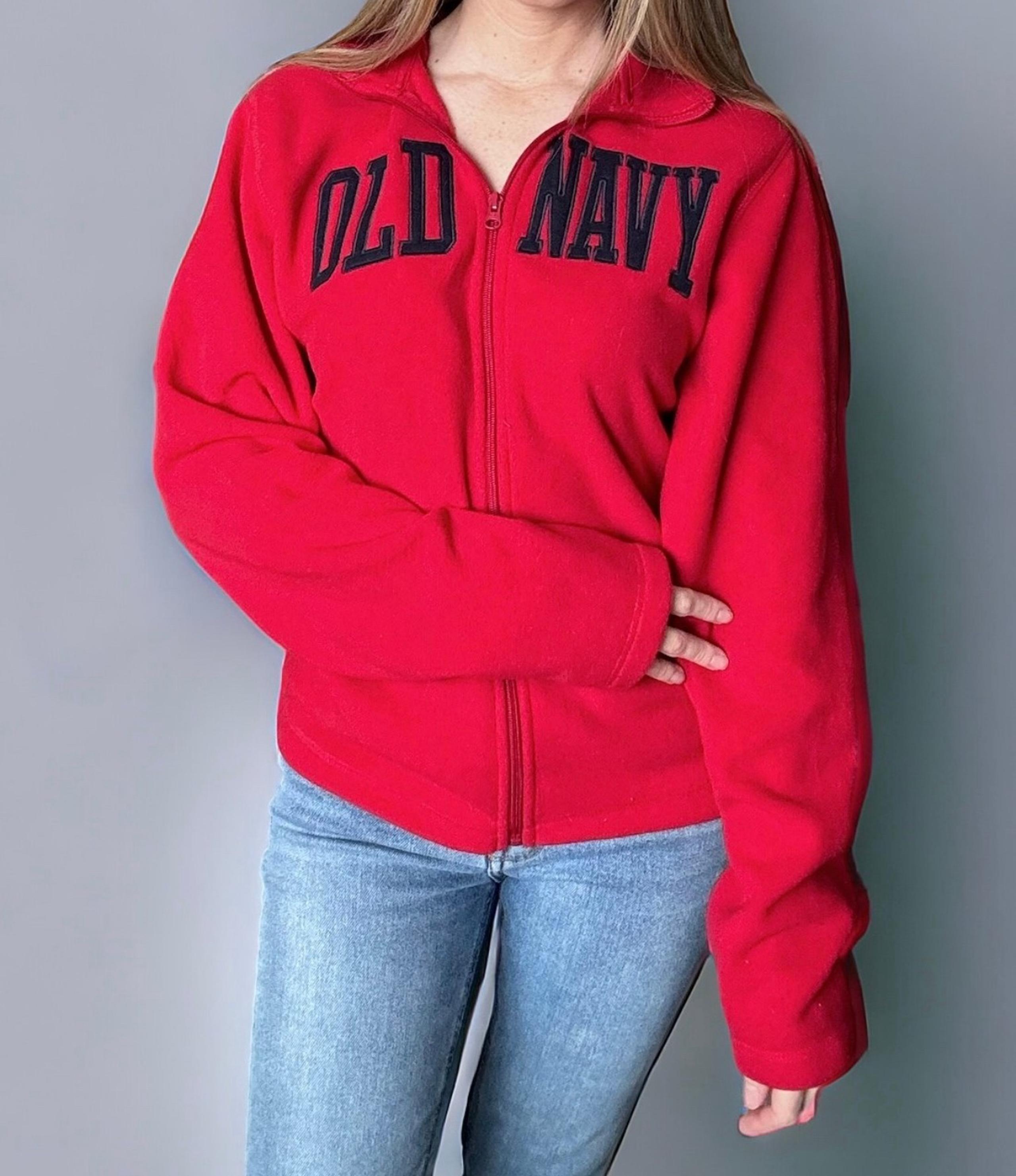 Old Navy red & blue zip up fleece jacket women’s size small NWT