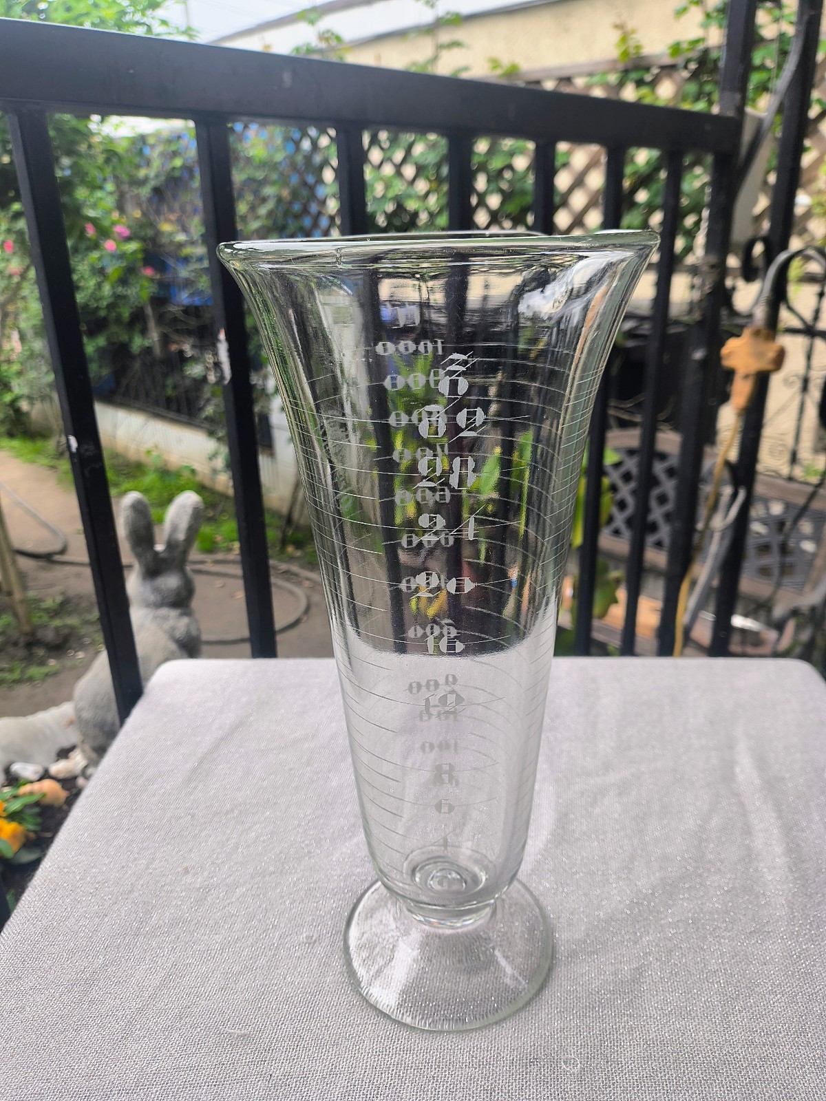 12 1000 CC Antique Etched Glass Science Beaker