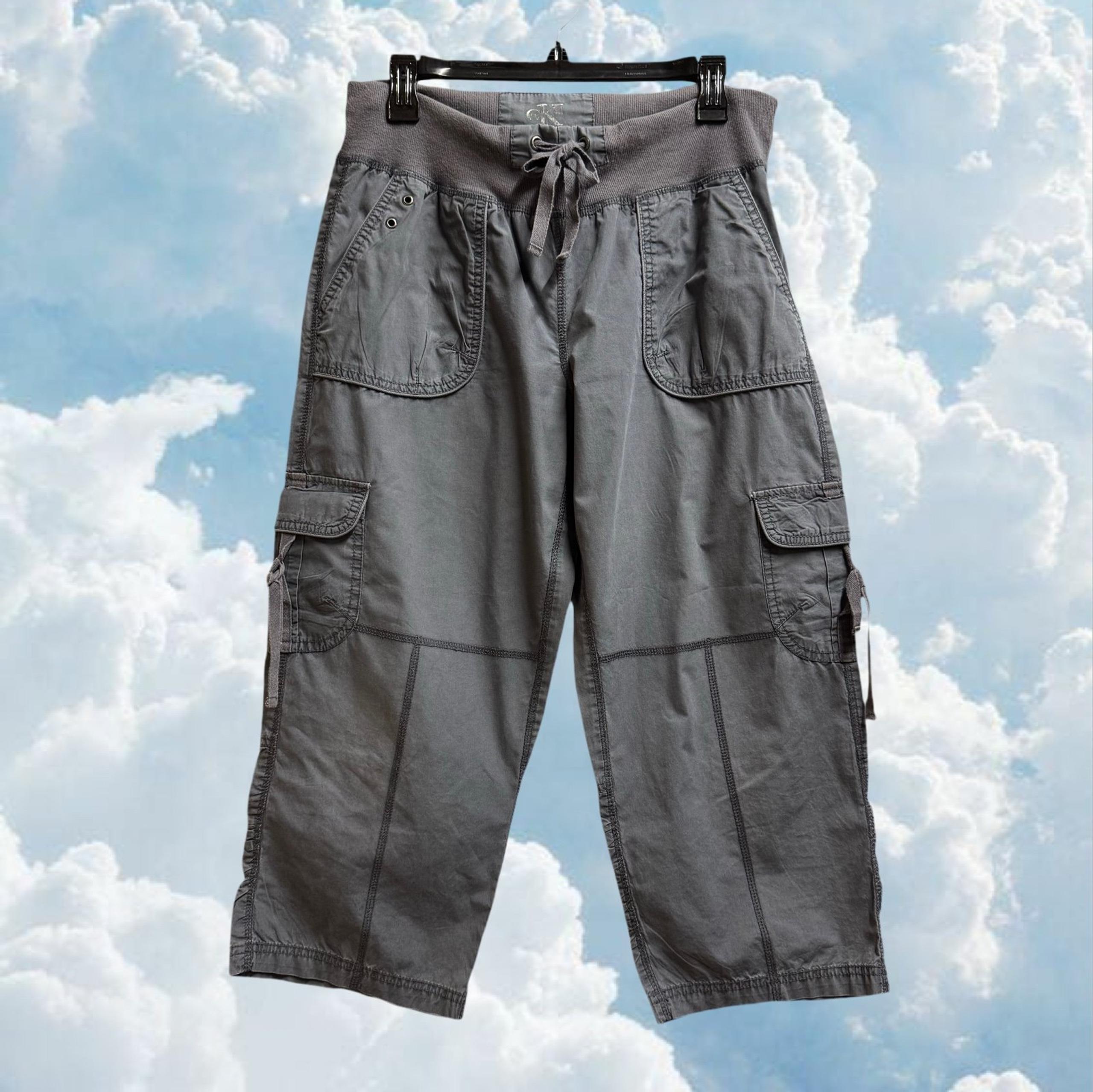 Vintage Y2K Calvin Klein #gorpcore Grey Wash Croped Cargo Pants Size Small