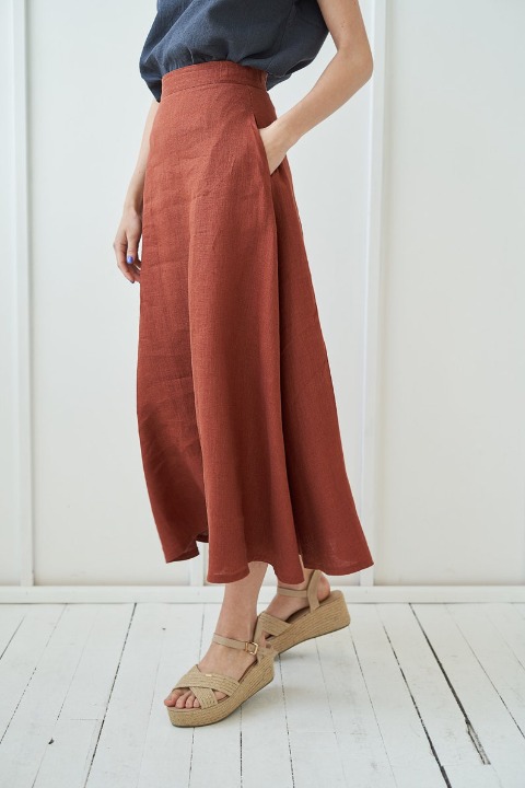 Ankle length linen skirt INDIA, Maxi linen skirt, White linen skirt