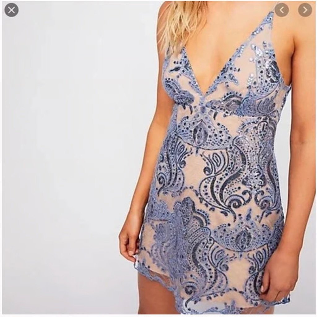 ⭐️ Embroidered Tapestry V Neck Low Cut Boho Peasant Hipster Hippie Mini Dress