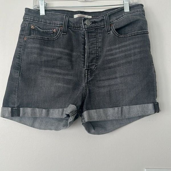 Levi Wedgie Short Gray Buttonfly Jean Shorts 31