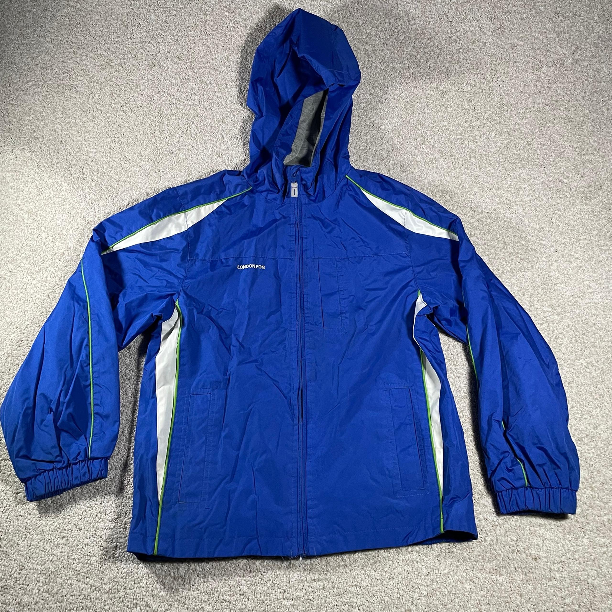London Fog Youth Size Medium 10-12 Hooded Windbreaker Kids Jacket Blue
