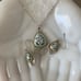 Vintage Painted Porcelain and Sterling Silver Filigree Earrings and Necklace