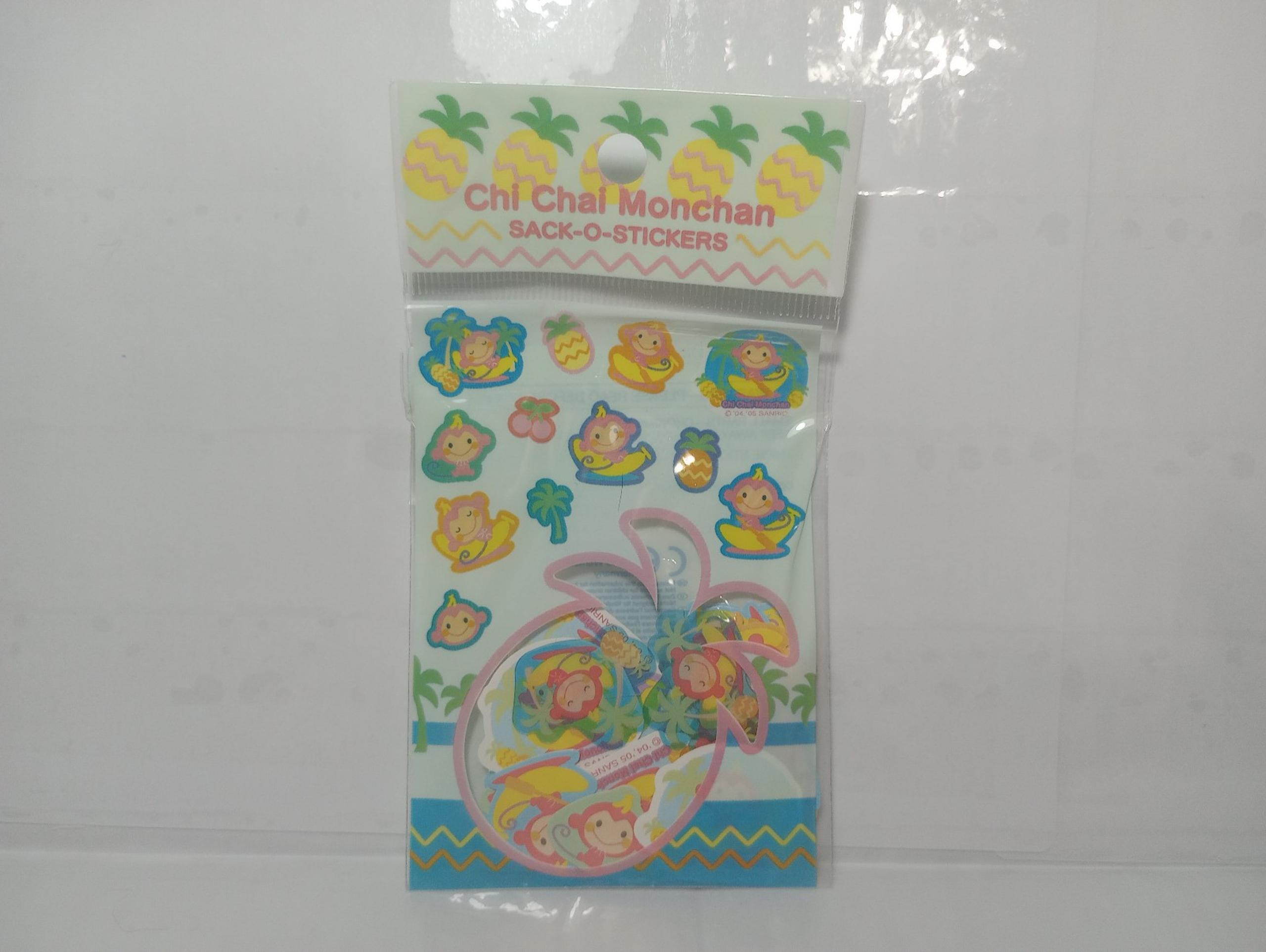 *RARE* 72% full Vintage Chi Chai Monchan Lincensed Sanrio Sack-O-Stickers pack