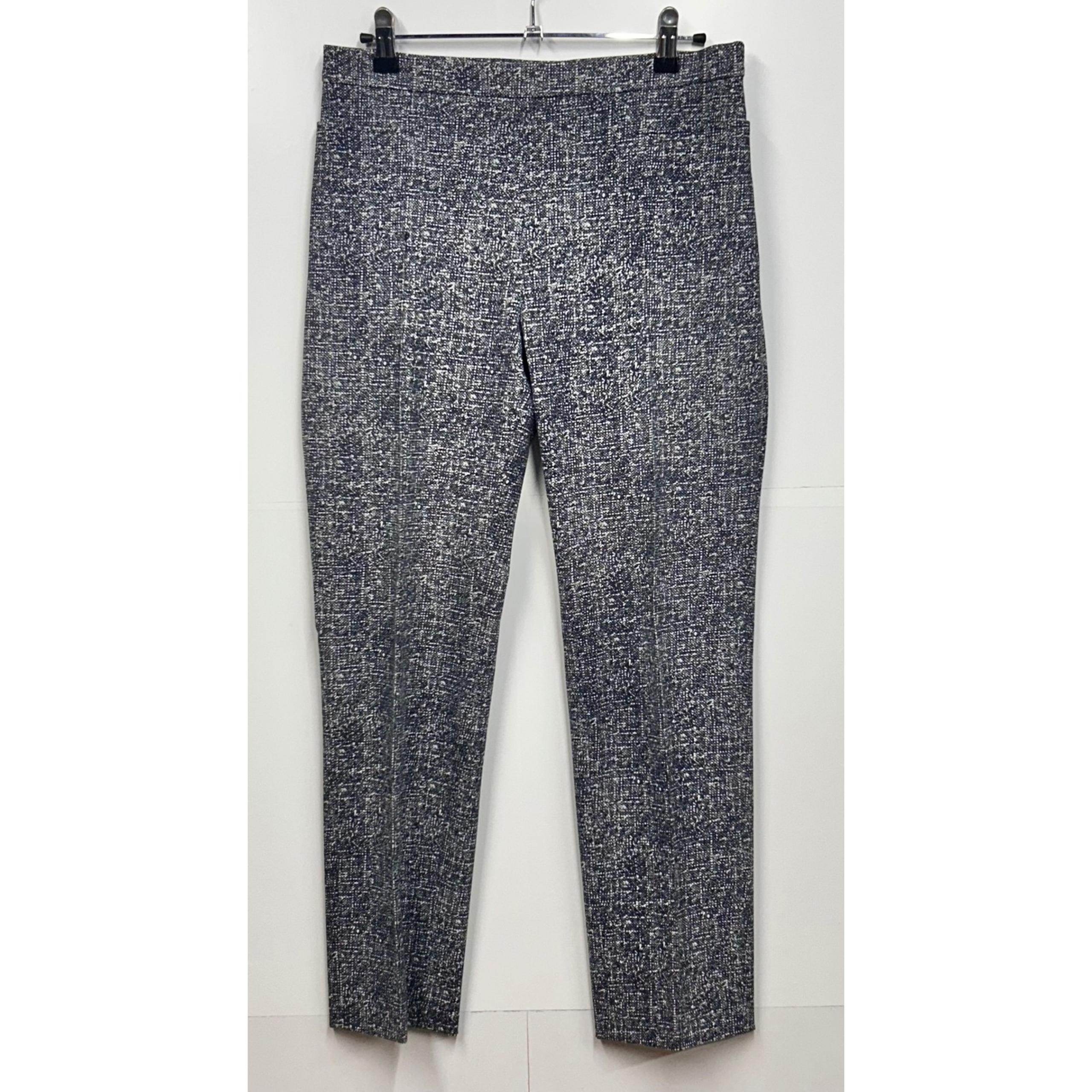 Akris Punto Knit Pants Textured Career Casual Trousers Blue White US 8